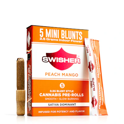 Swisher x 5-Pack .5g Infused Blunts | Peach Mango - PRE_ROLLS by Swisher Blunts at King of Budz