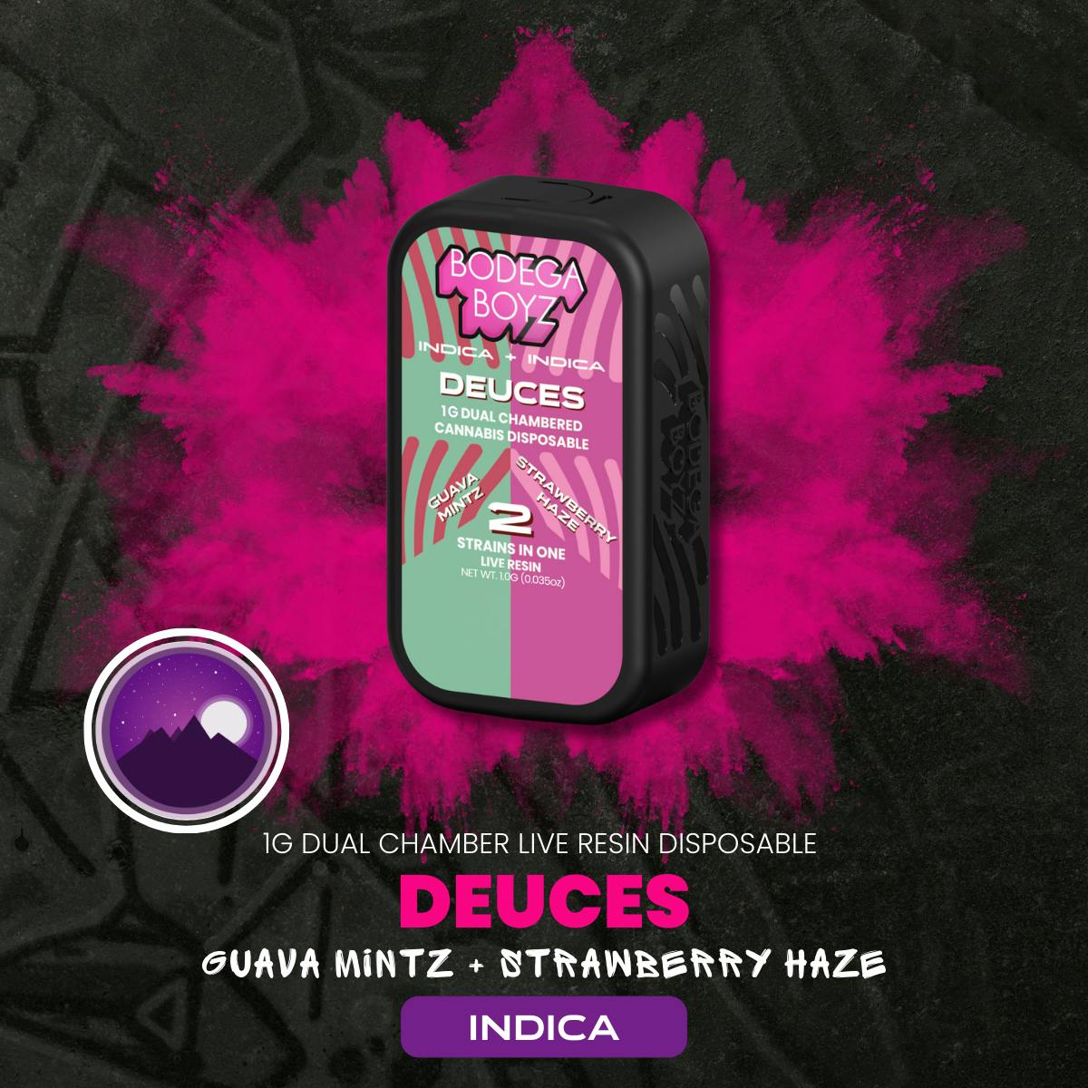 Bodega Boyz Guava Mintz X Strawberry Haze Live Resin Dual Chamber AIO | Deuces | Indica X Indica