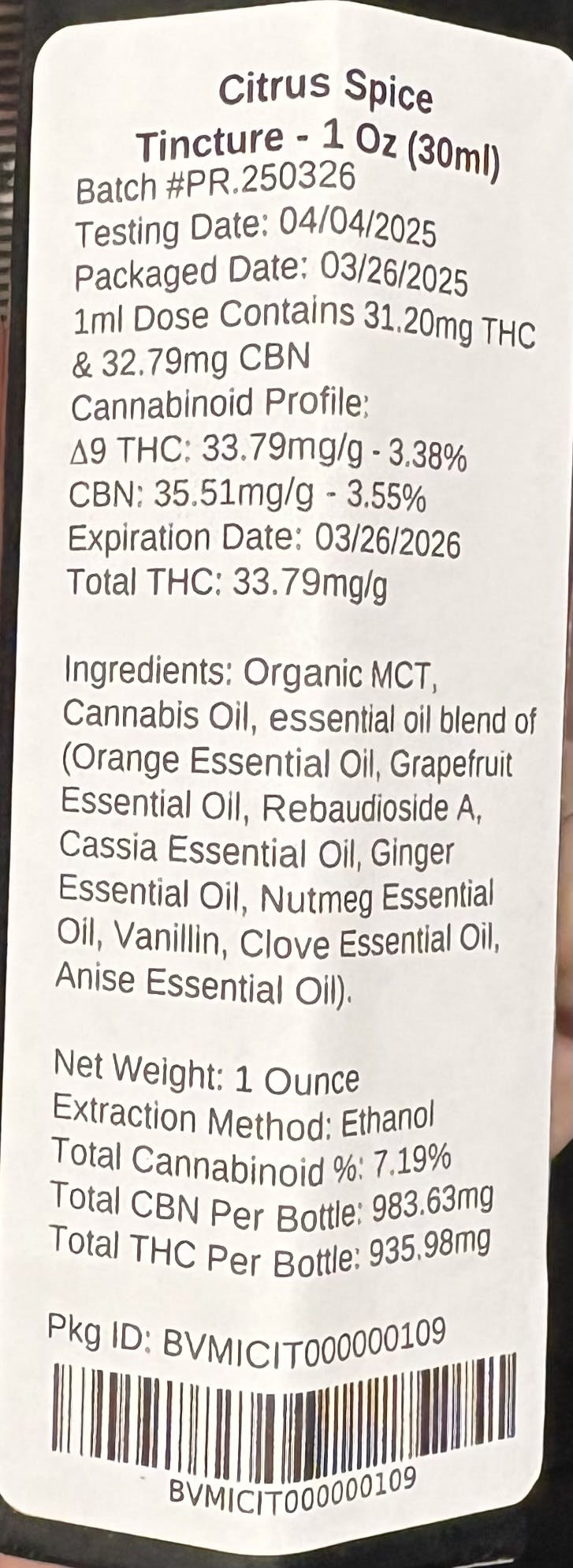 Citrus Spice Tincture 1500mg
