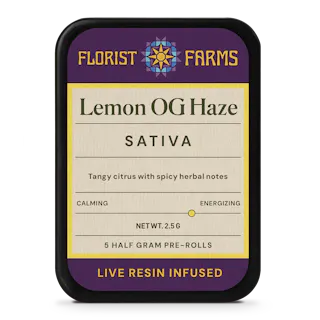 Live Resin Infused Lemon OG Haze | Half Gram Pre-Rolls | 5pk