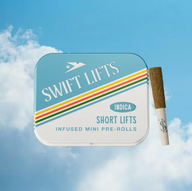 Swift Lifts Short Lifts Infused & Kief Coated Pre-Roll Pack Gelato 5pk/2.5g (indica, infused pre roll packs)