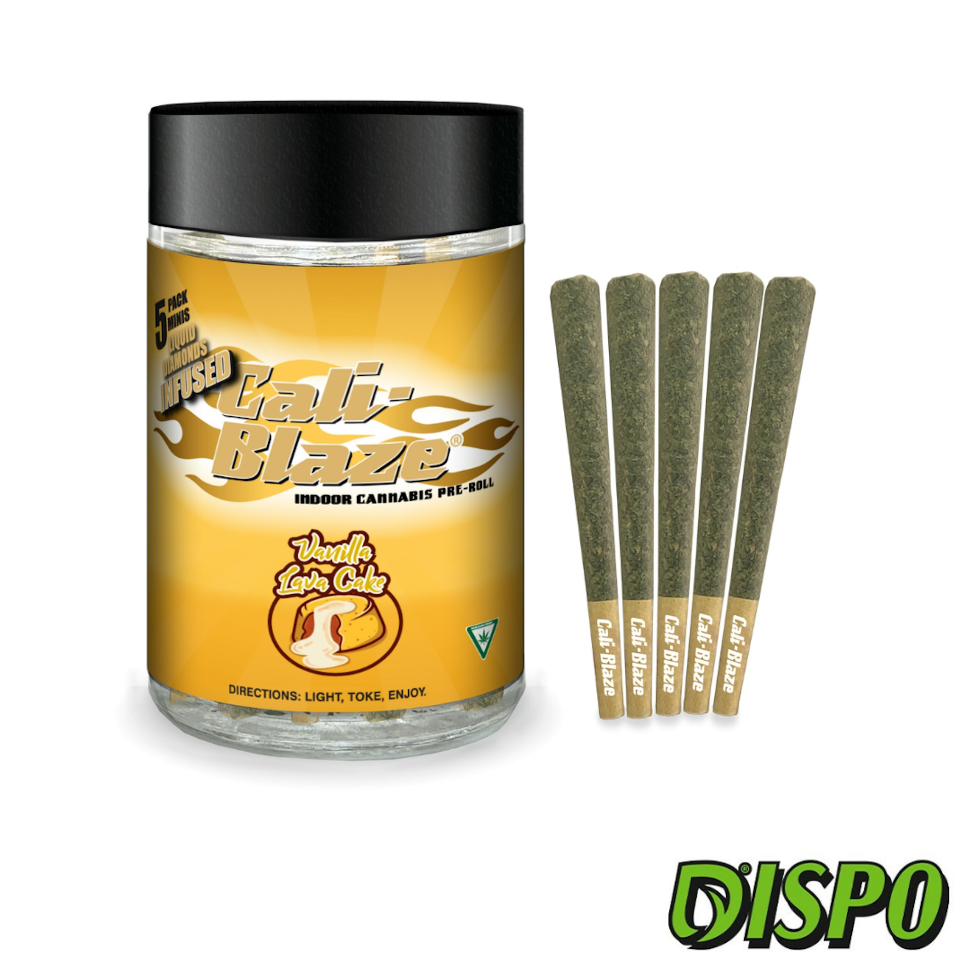 Cali Blaze - Vanilla Lava Cake 5pk Liquid Diamond Infused Pre-Rolls