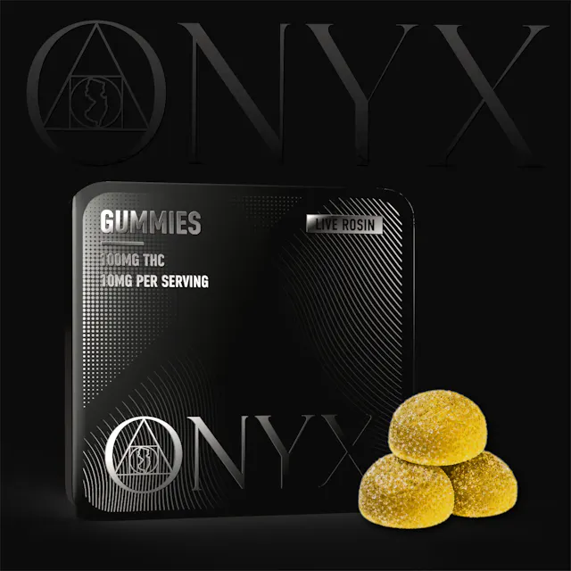 Onyx Solventless Gummies Pink Lemonade 10pk/100mg (indica hybrid, live rosin gummies, 2.8g)