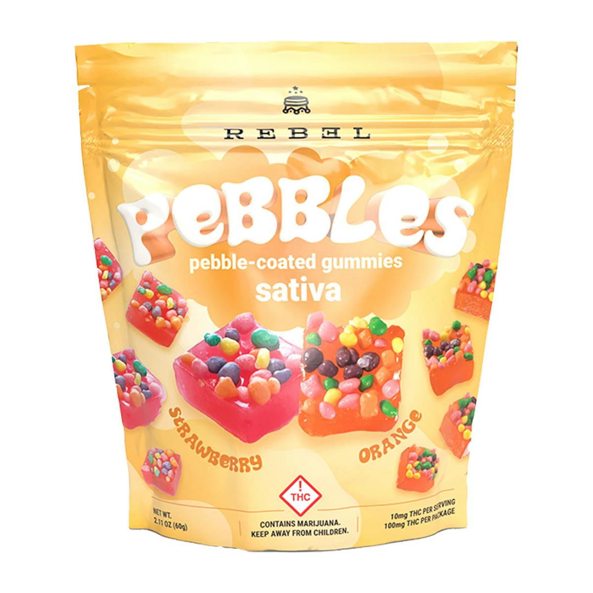Photo of Rebel Edibles | Pebbles Gummies | Strawberry & Orange (Sativa)