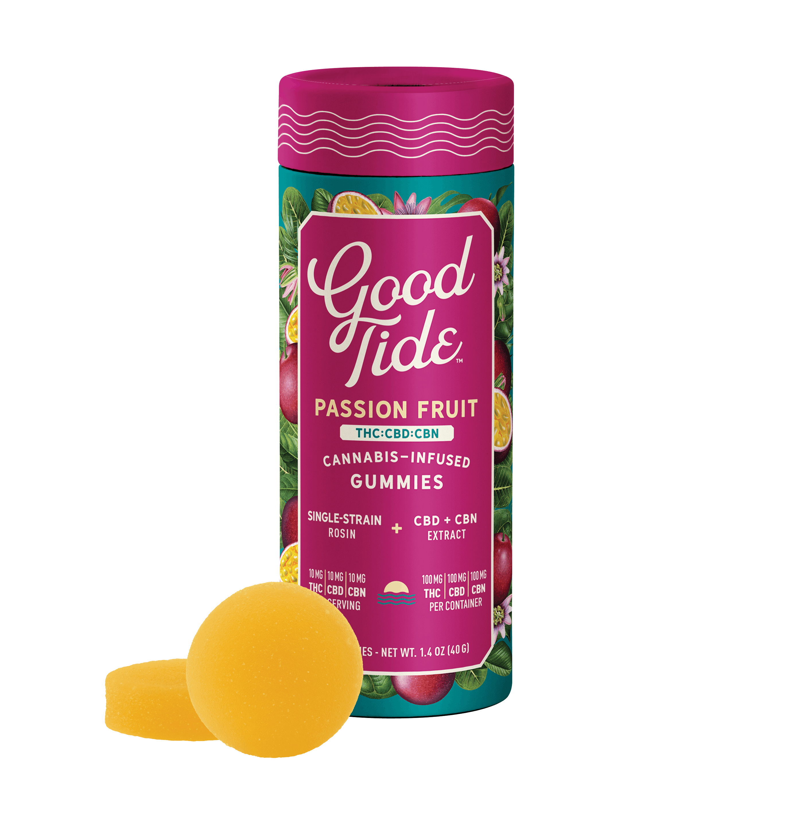 Good Tide Gummies: Passion Fruit  | Live Rosin | Sleep cannabis product by Good Tide
