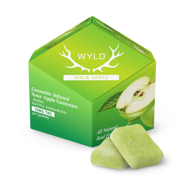 Wyld Gummies Sour Apple 10pk/100mg (sativa, 2.8g)
