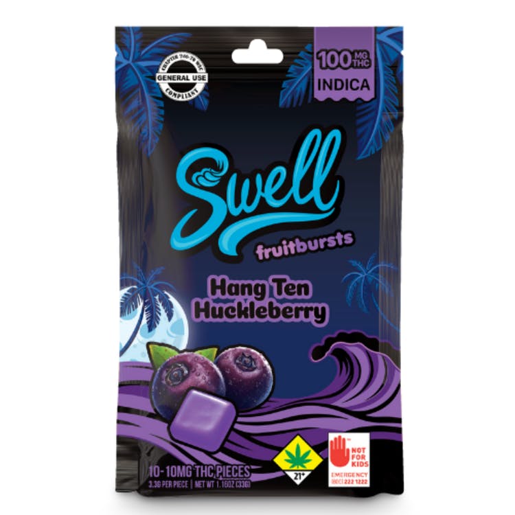 Swell: Indica Hang Ten Huckleberry - Fruit Bursts 10pk 100mg
