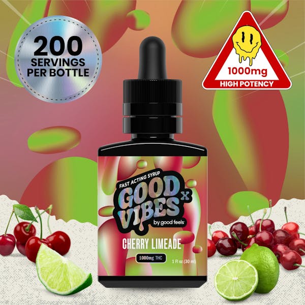 Cherry Limeade (H)- 1000mg Fast-Acting Cannabis Syrup - Good Vibes X