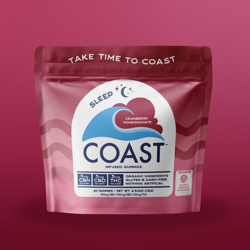 Product Coast Cannabis Co. - Cranberry Pomegranate (Sleep) 5:5:5 Gummies (100mg 20pk)