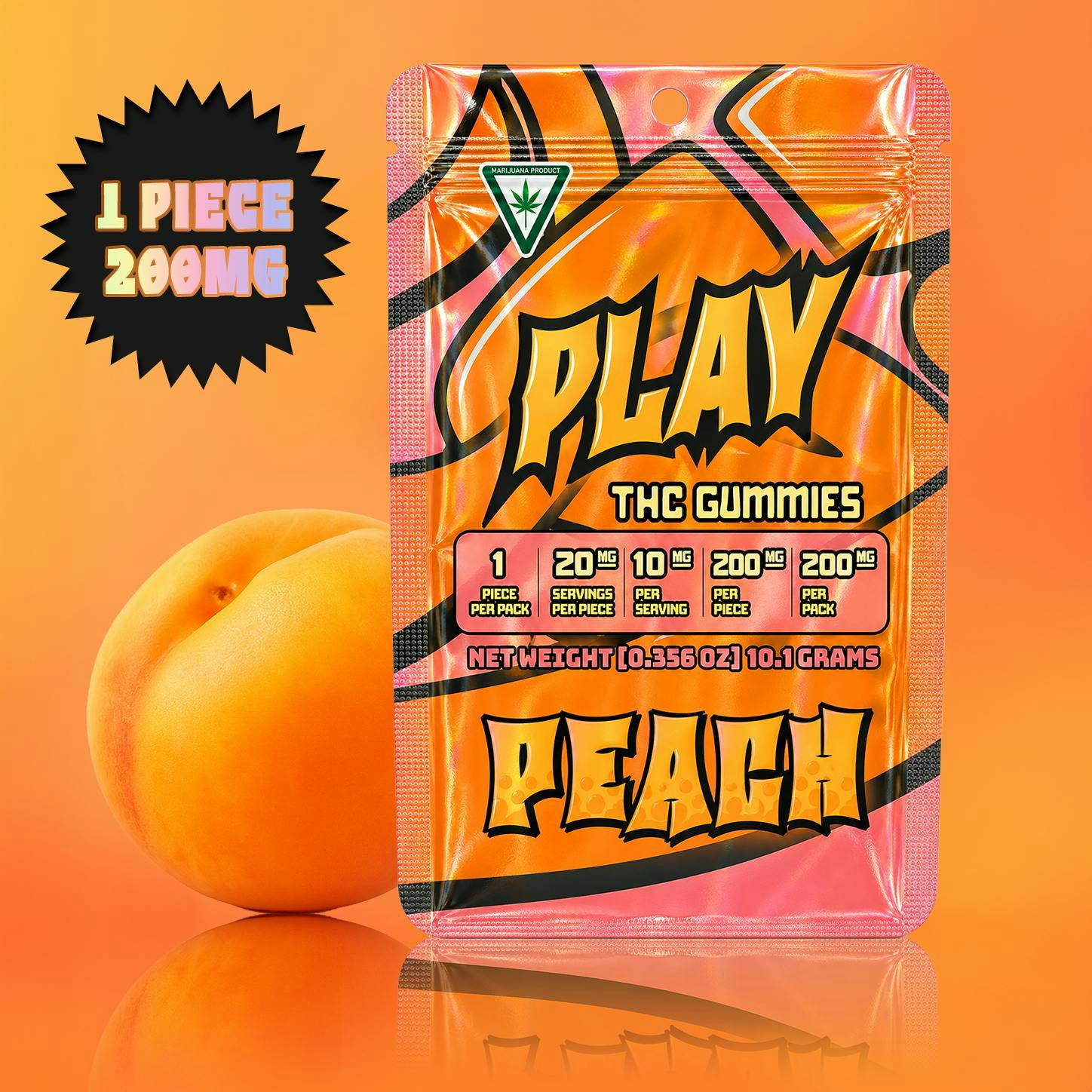Play | Single Gummy - 200mg - Peach
