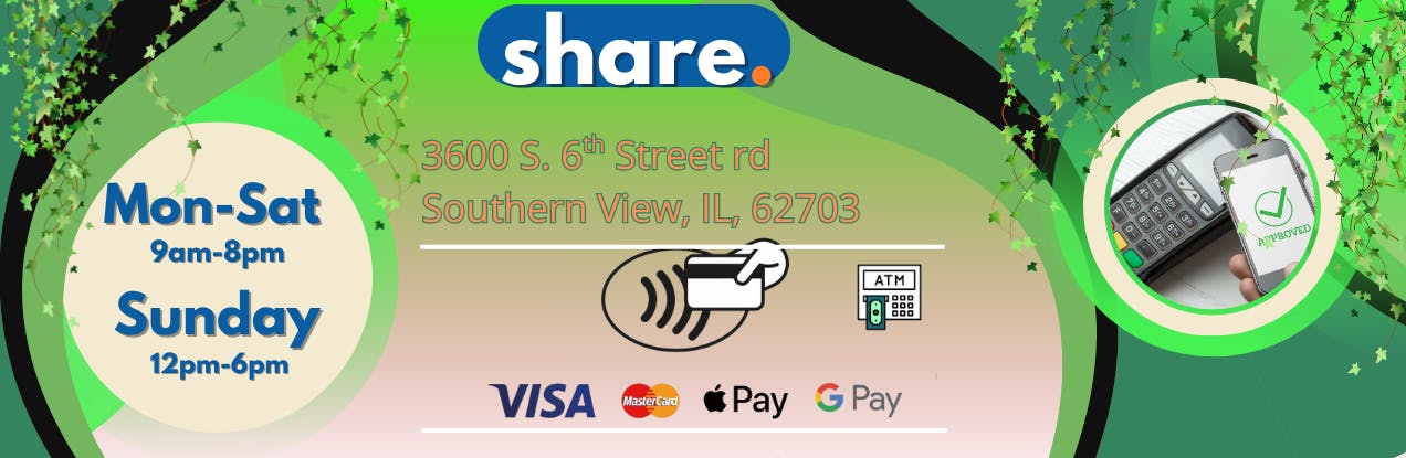 Share dispensary location and contact information. Phone number 2174418820, email info@everyoneshares.com