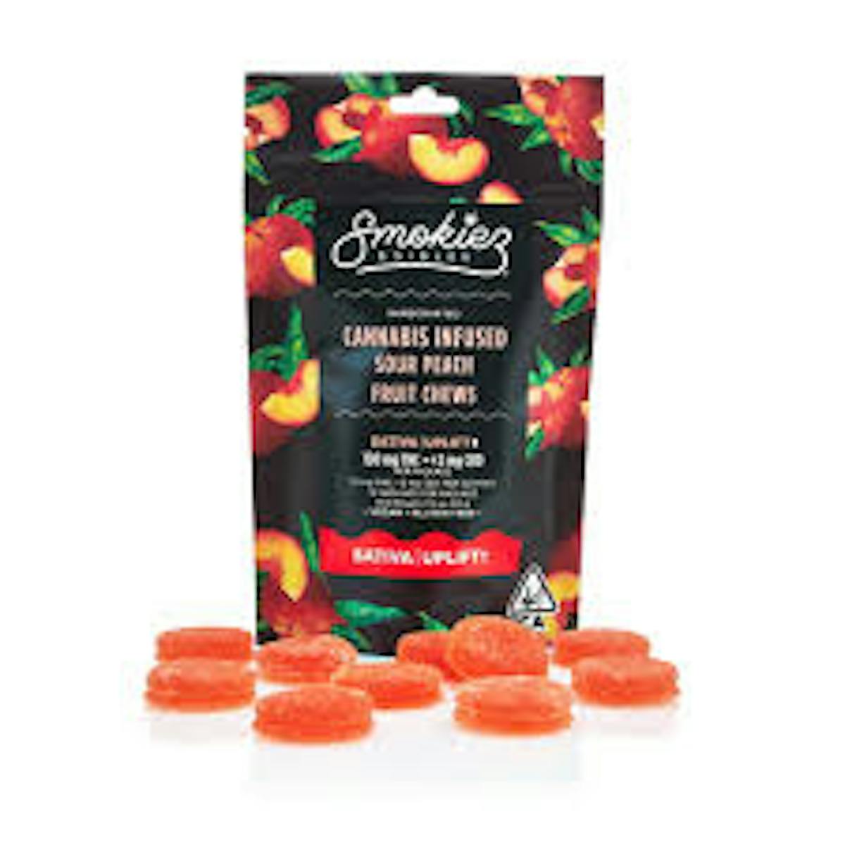 Photo of Sour Peach 100MG Fruit Chews (Smokiez)