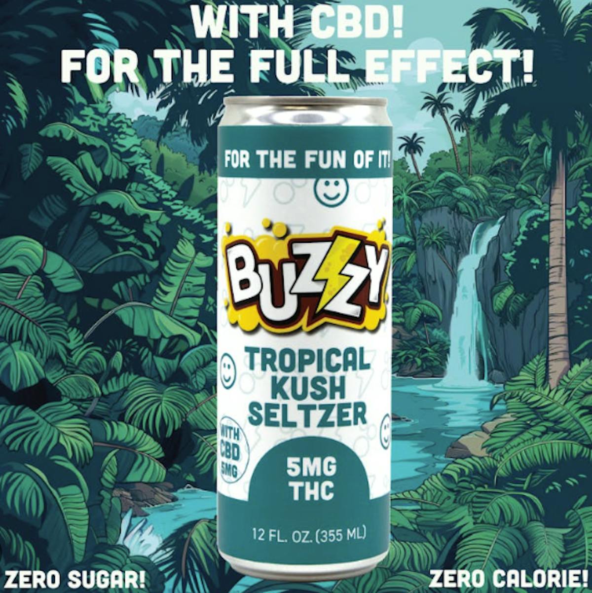 Photo of Buzzy 1:1 Tropical Kush Seltzer 5mg 12oz (THC:CBD)