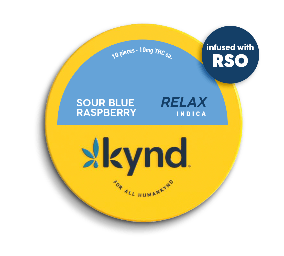 Kynd Sour Blue Raspberry Relax RSO Gummies