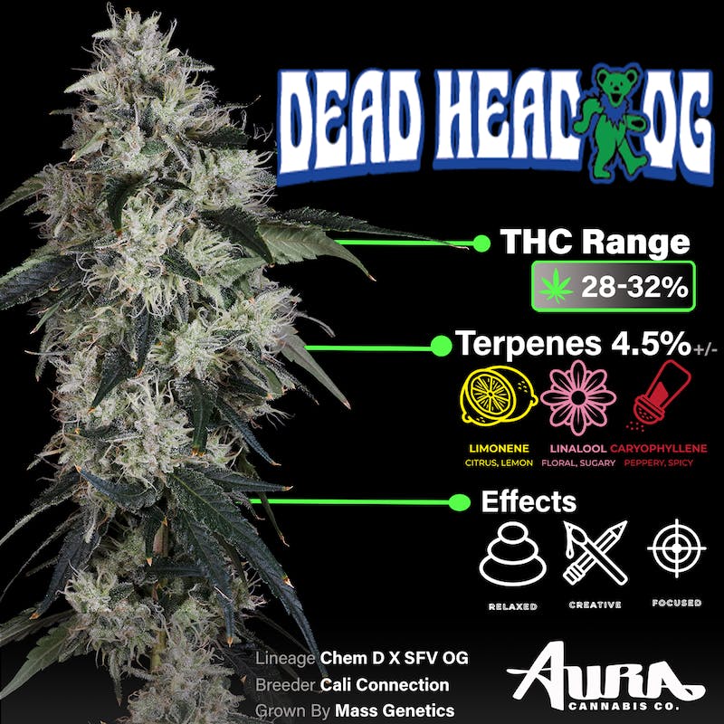 Product Aura Cannabis Co. - Dead Head OG Flower (3.5g)