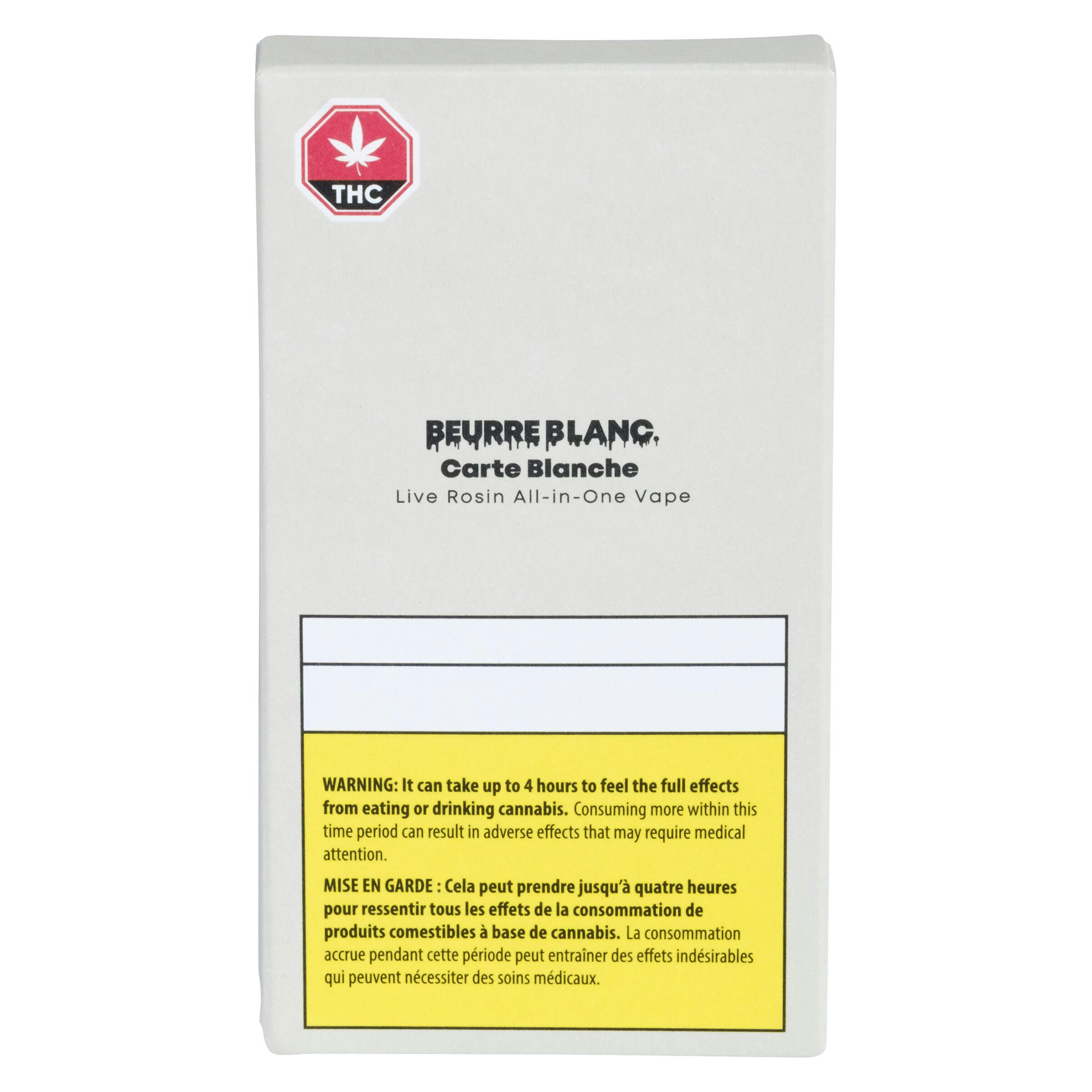 Beurre Blanc. Carte Blanche Solventless Live Rosin AllinOne Vape
