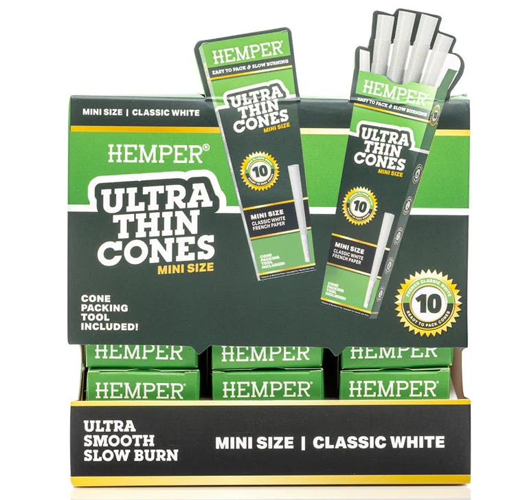 Accessories | Hemper | Paper Cones | French White Mini Size | 10pk