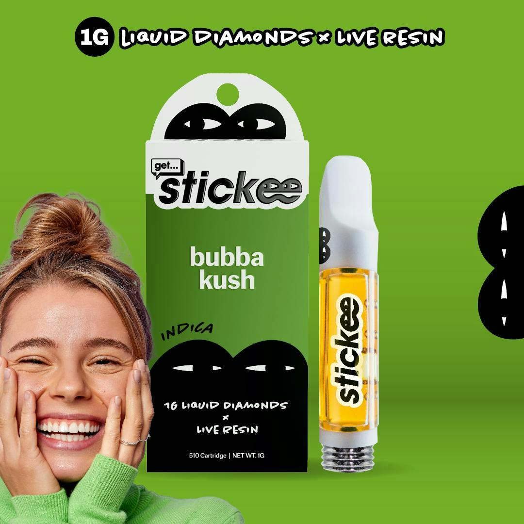 STICKEE STICKEE | BUBBA KUSH | LIVE RESIN x LIQUID DIAMONDS CART INDICA — VAPORIZERS