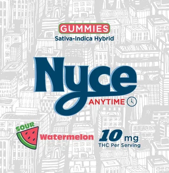 Product Nyce | Sour Watermelon | Gummies | 10ct | 100mg