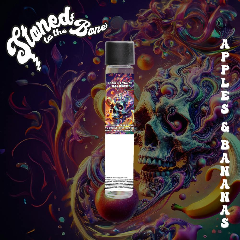 Stoned to the Bone | Apples & Bananas | Live Bubble Hash & Diamond Infused Pre-Roll | 1g