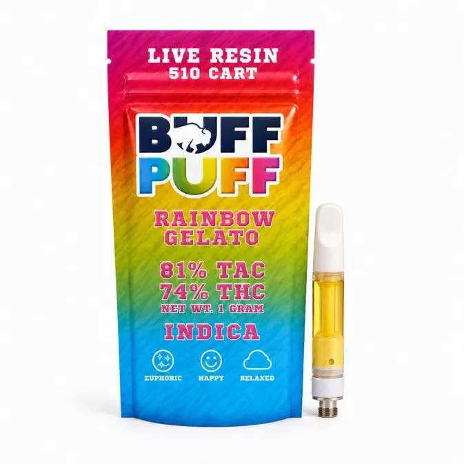 Buff Puff - 1g Live Resin Cart - Rainbow Gelato