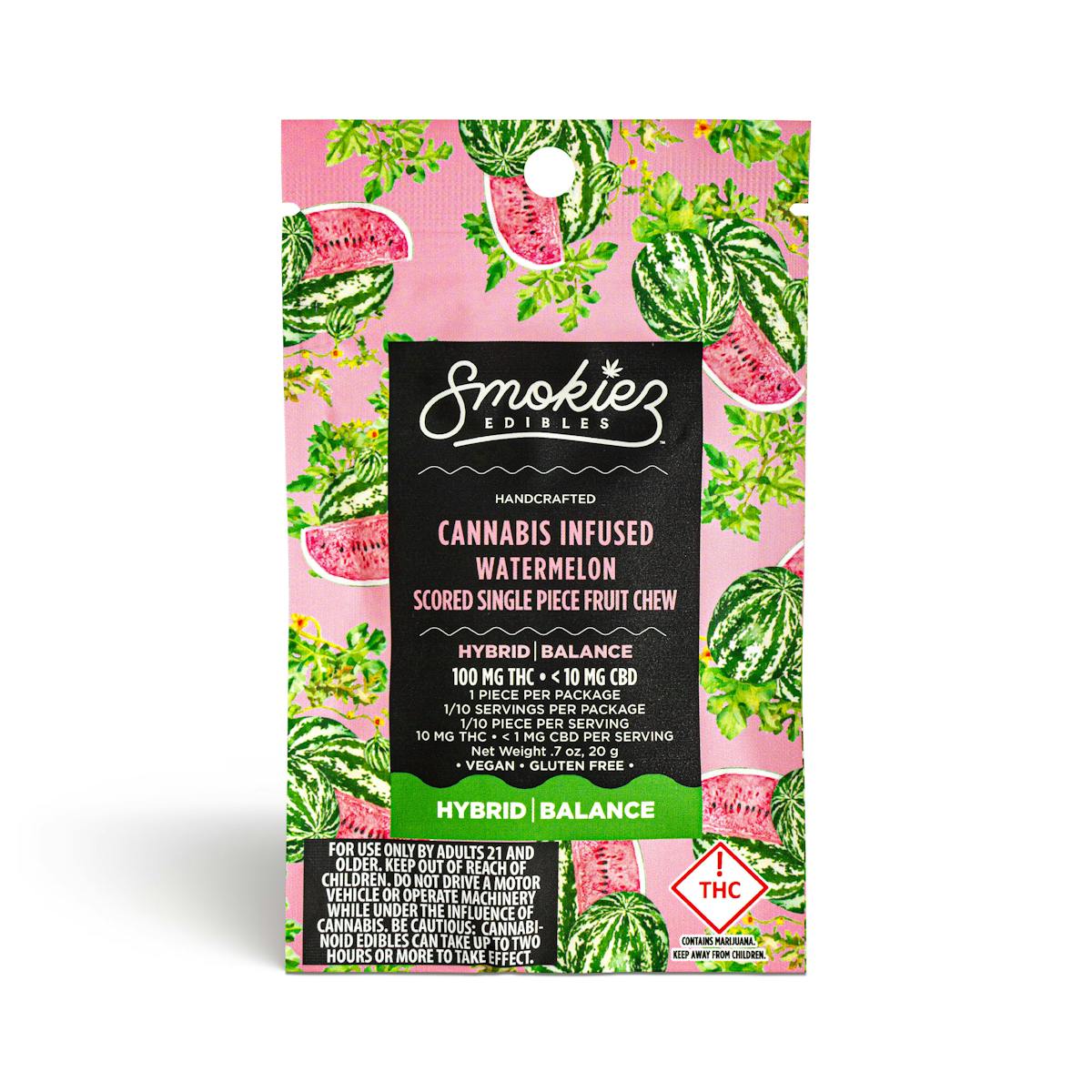 Photo of Sweet Watermelon Scored Single Piece Fruit Chew (Hybrid) – 100mg