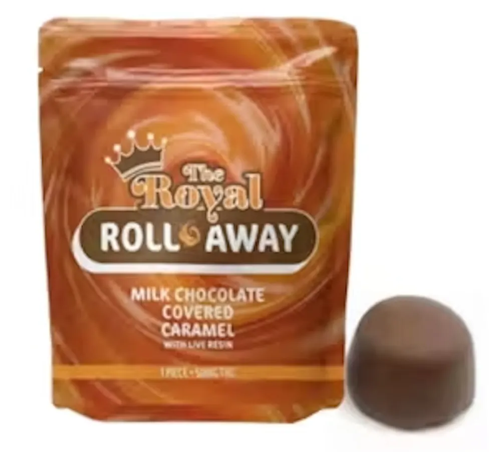 Product Royal Roll Away Chocolate Covered Caramel MACRO Live Resin Chocolate 1pk 50mg