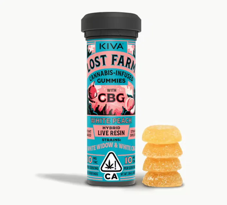 Kiva Lost Farm Gummies - White Peach x White Widow x White CBG 10