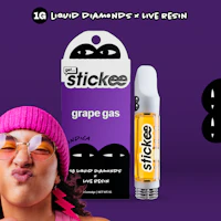 STICKEE | Grape Gas | 1G | Liquid Diamonds + Live Resin 510 Disposable Cart - product image at King of Budz