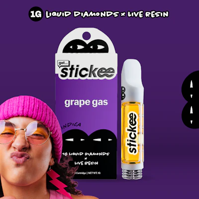 Stickee - 1g LQD x Live Resin Cart - Grape Gas - CARTRIDGES by Stickee at King of Budz