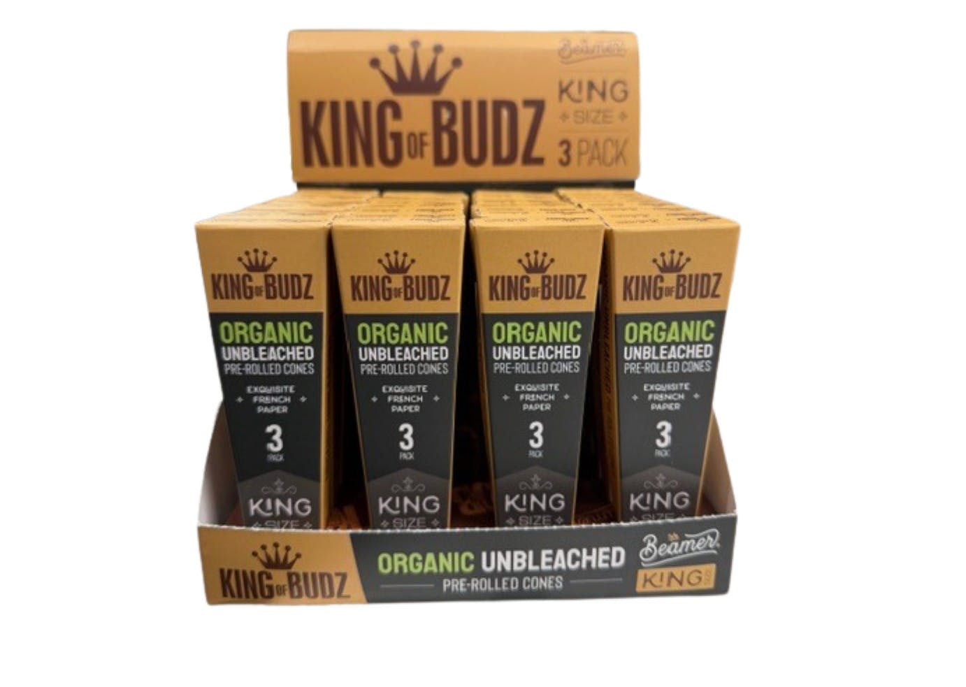 King Of Budz - 3pk Cones - King Size Unbleached