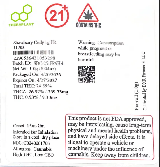 CRDB原料1g Strawberry Cndy PR T24.59 (41703) | Still River Wellness