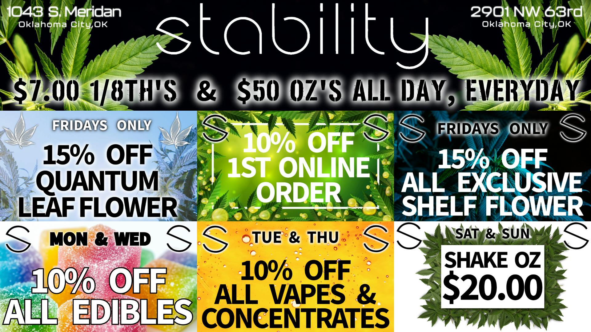 Stability Cannabis - S Meridian Menu