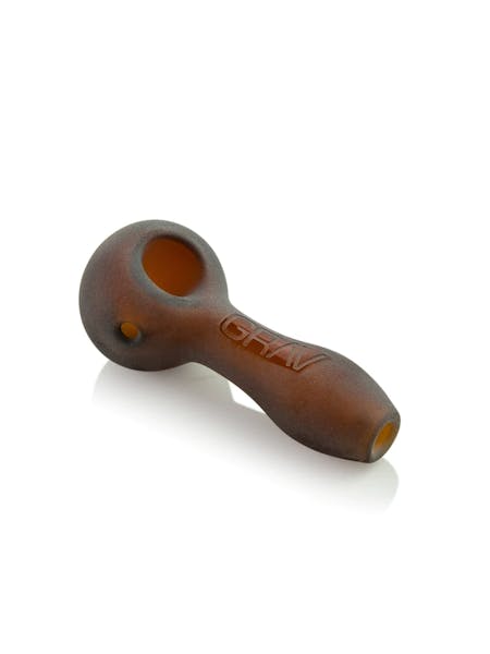 GRAV Sandblasted Spoon 4" Hand Pipe - Amber