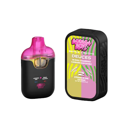 BODEGA BOYZ | DEUCES | LEMON OG x PINK GUAVA | LIVE RESIN DUAL CHAMBER AIO | 2G-active