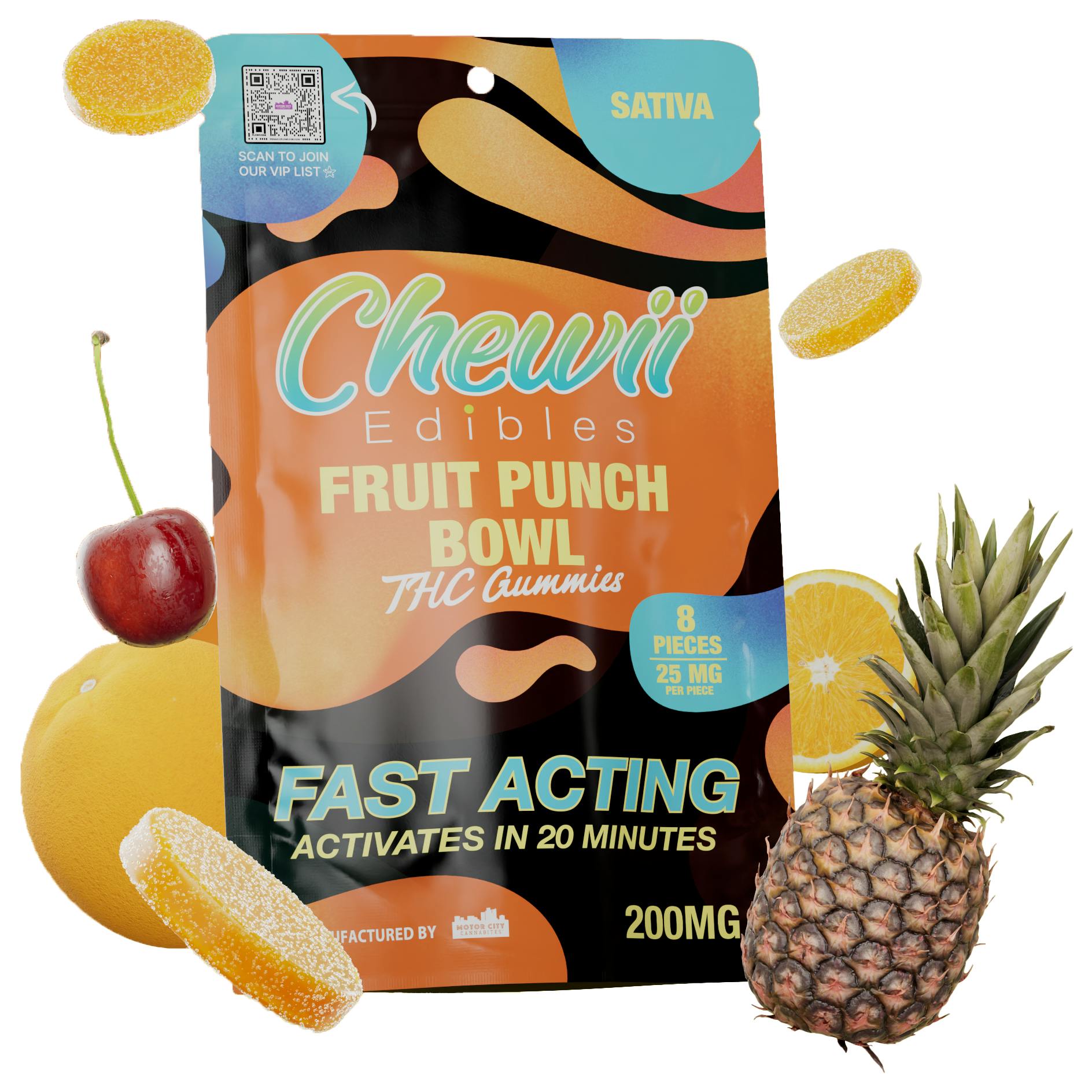 Chewii Fast-Acting Fruit Punch Bowl Gummies 200mg Rec - Exclusive