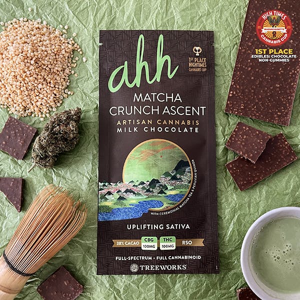 Product: Ahh | Matcha Crunch Ascent | Milk Chocolate RSO Infused Bar - 100mg