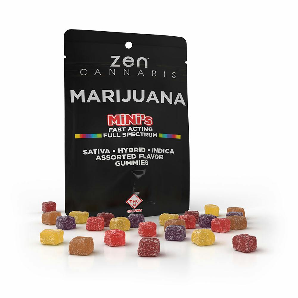 Assorted Flavor Sativa/Hybrid/Indica 1000mg Mini Gummies - Zen at