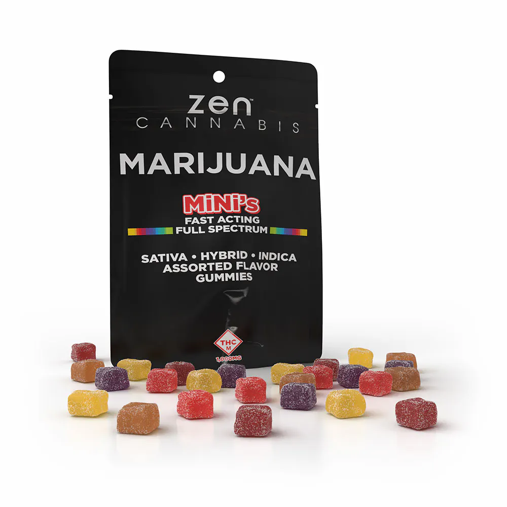 Assorted Flavor Sativa/Hybrid/Indica 1000mg Mini Gummies - Zen at