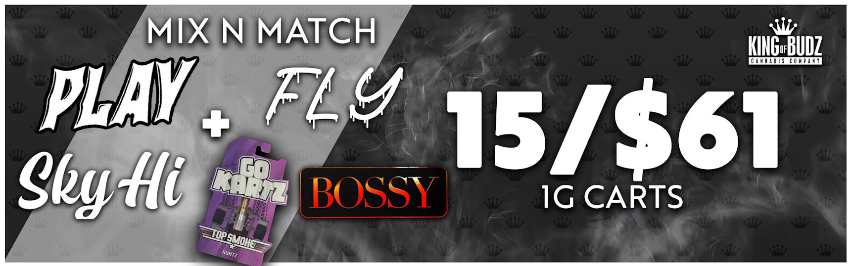 Play Fly Sky Hi Go Kartz AND Bossy 1g Carts 16/$61