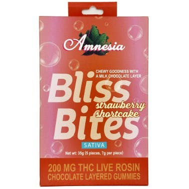 Amnesia Bliss Bites - Strawberry Shortcake - 200mg Live Rosin Gummy