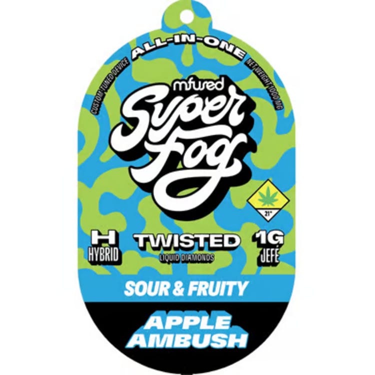 elf bar vape uk MFUSED Super Fog Disposable Vape Twisted Sour & Fruity Apple Ambush  (Flavored Liquid Diamonds) mf