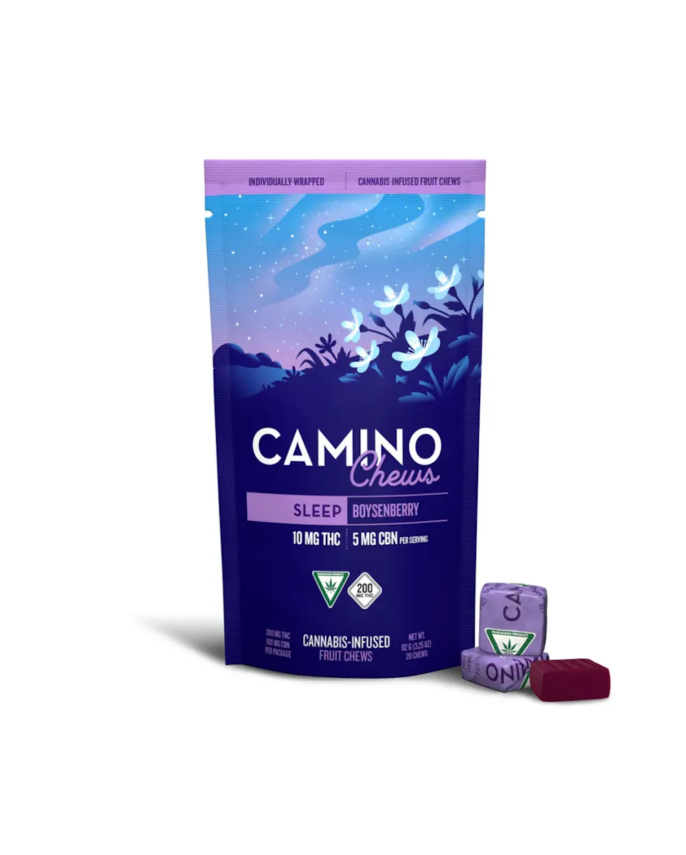 Product Camino - Boysenberry - 100mg - 10PK - Soothing Sleep Chews - 2:1:1 (THC:CBG:CBN)