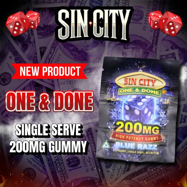 Sin City - Single Gummy - (200mg) - **BLUE RAZZ** (8/$20)