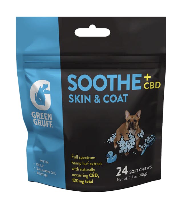 Green Gruff- Soothe Plus CBD| Skin & Coat Dog Supplement 24ct