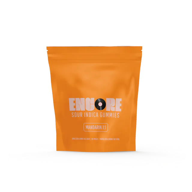 Encore Sour Gummies Mandarin 1 CBD : 1 THC 10pk/100mg (indica, 2.8g)
