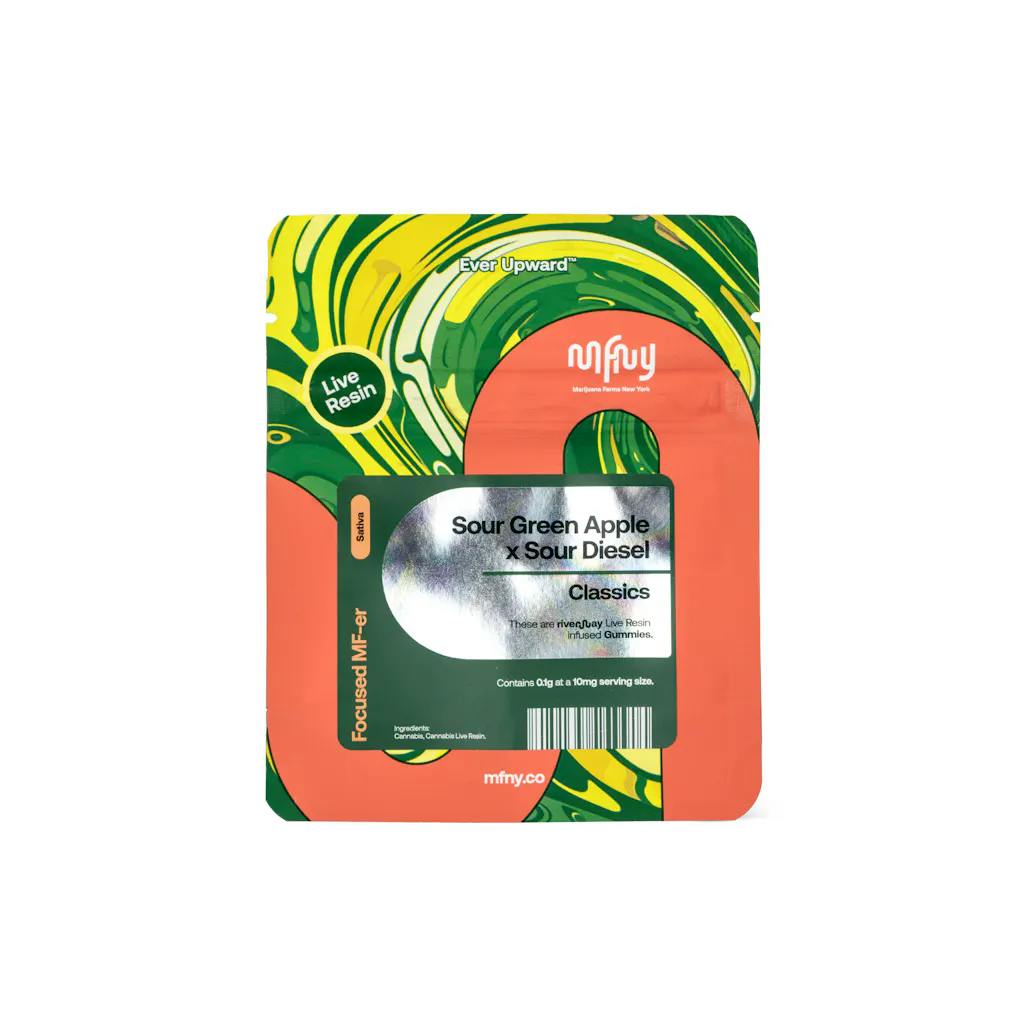 MFNY | Sour Green Apple x Sour Diesel | Live Resin Gummies 10 pcs | 100mg