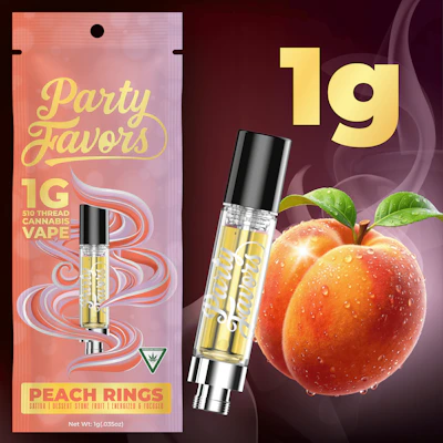 Party Favors - 1g Cart - Peach Rings - CARTRIDGES by Party Favors at King of Budz