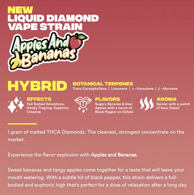 Apples & Bananas | 1g | Liquid Diamond | Vape | Jeeter - Image 2