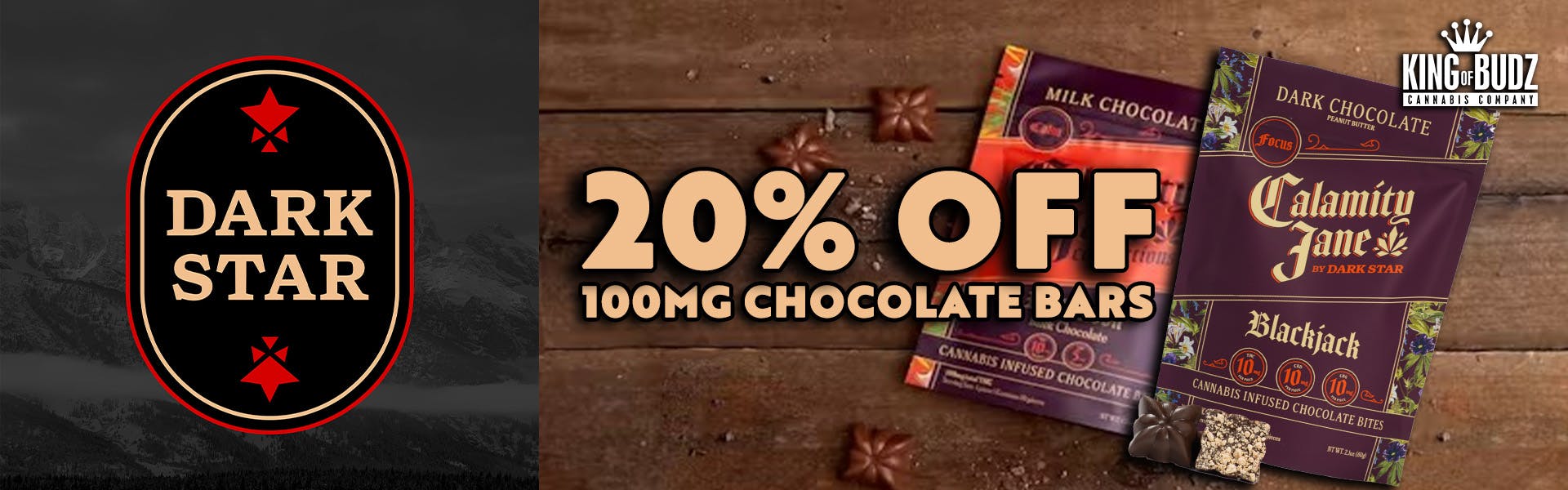 Dark Star Calamity Janes - 100mg Chocolate Bars - 20 Percent OFF